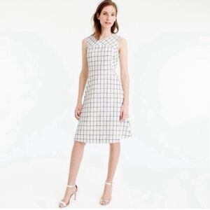 J Crew white checkered A line dress